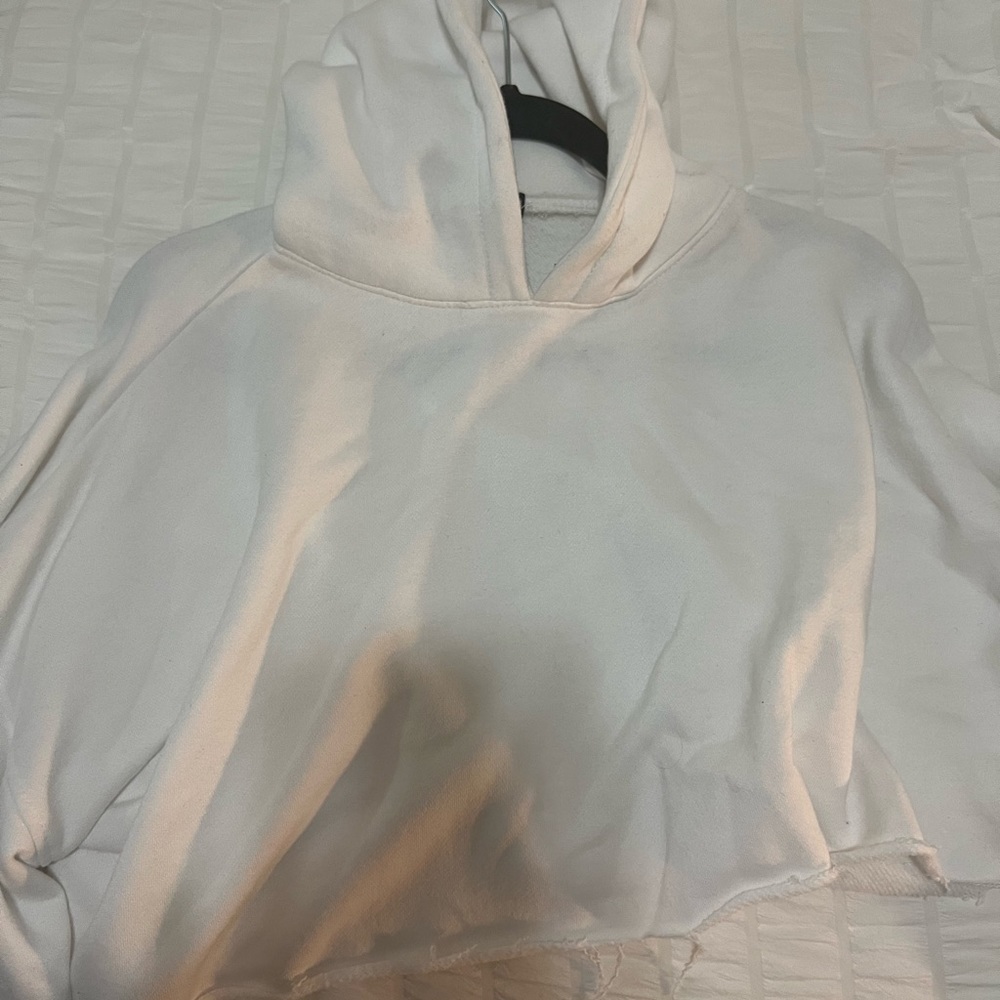 white cropped hoodie